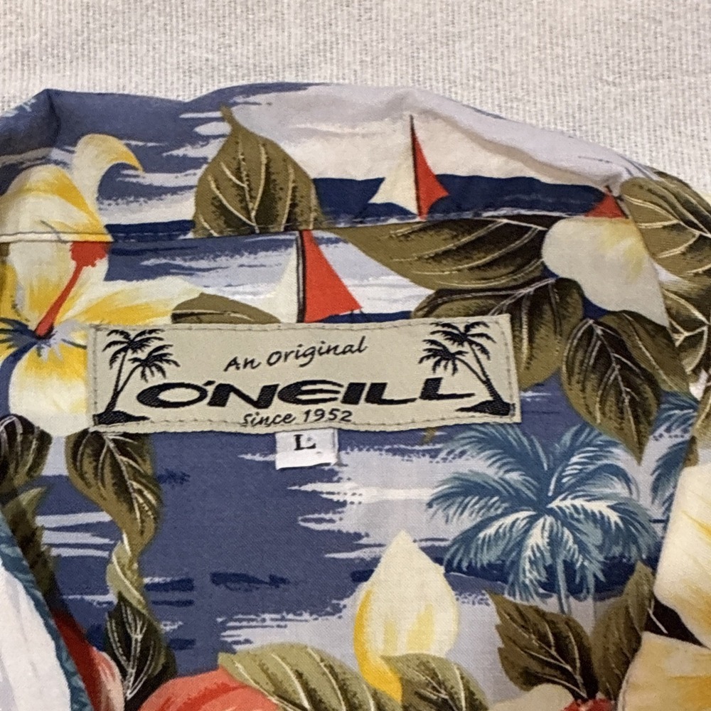 VTG O'Neill Men's Shirt Large‎ Multicolor Hawaiian Floral USA Kalapana 90s Retro - Picture 5 of 11